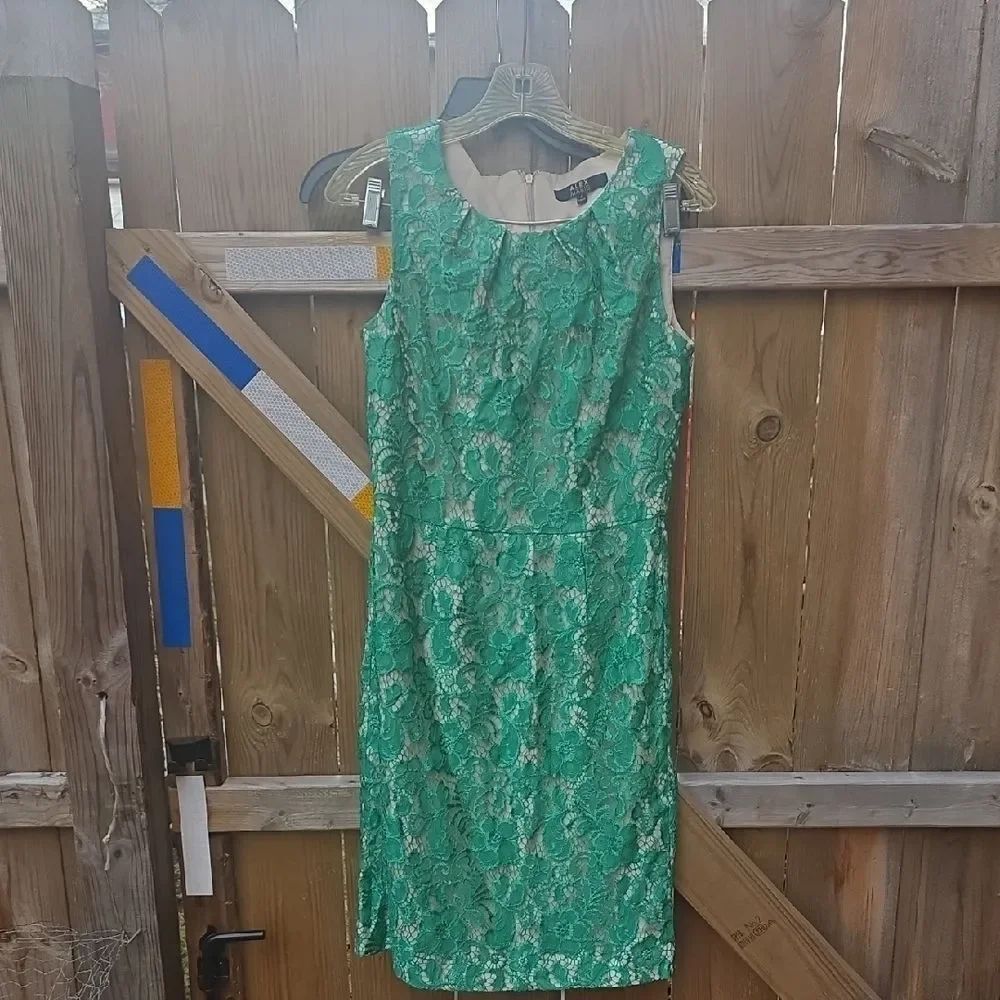 Alex Marie Green Lace Midi Dress